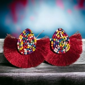 Bohemian Waterdrop Beaded Tassle Earrings